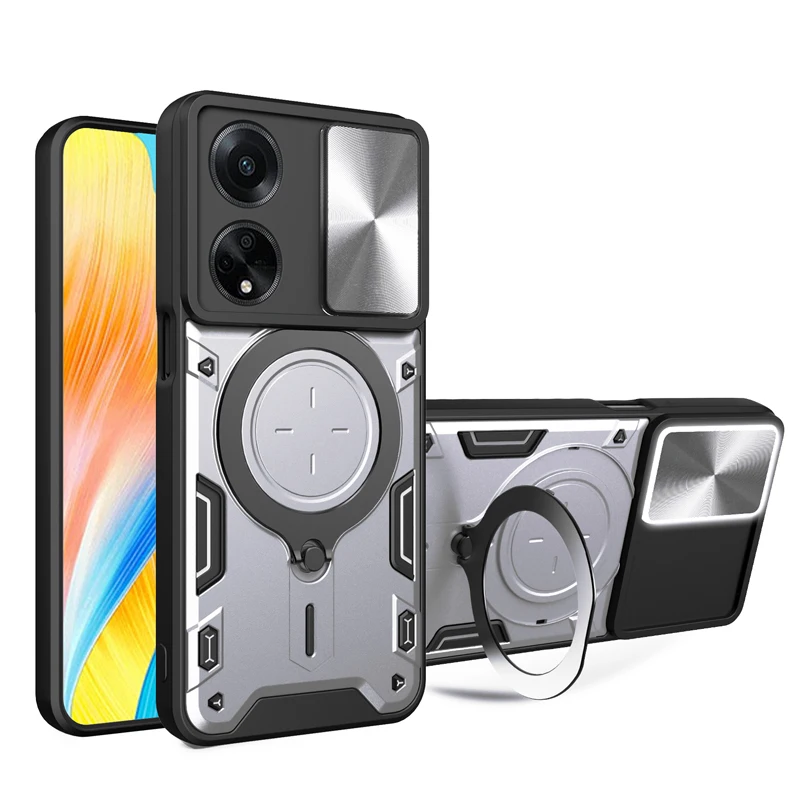 

Чехол для телефона OPPO F23 F25 F21S F21 F29 Pro 5G 4G Camera Slide Military Grade Armor Protection, вращающийся на 360 градусов чехол