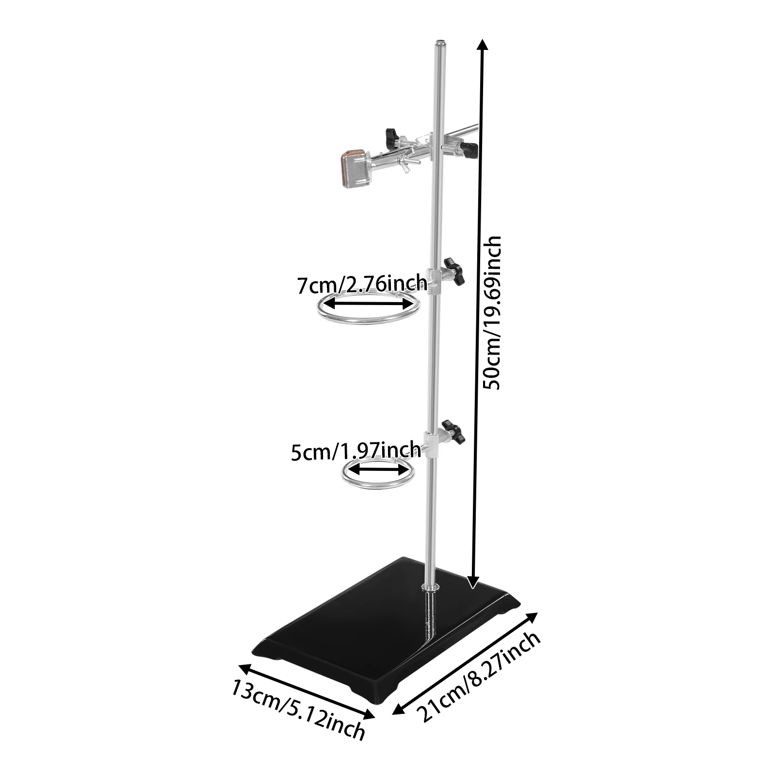 Lab Stand Support Laboratory Retort Set Steel Lab Stand 21" Rod with Ring and Clamp, Adjustable Laboratory Support Stand