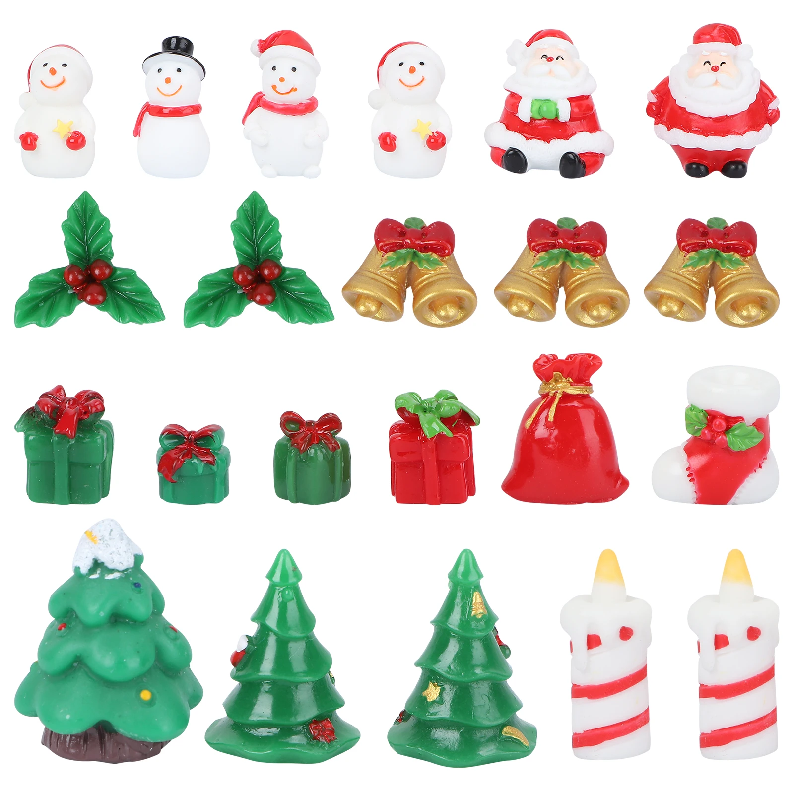 

23 pcs Snowman Train Christmas Resin Ornaments Miniature Landscape Decor For Fairy Garden Holiday Party Decoration Supplies