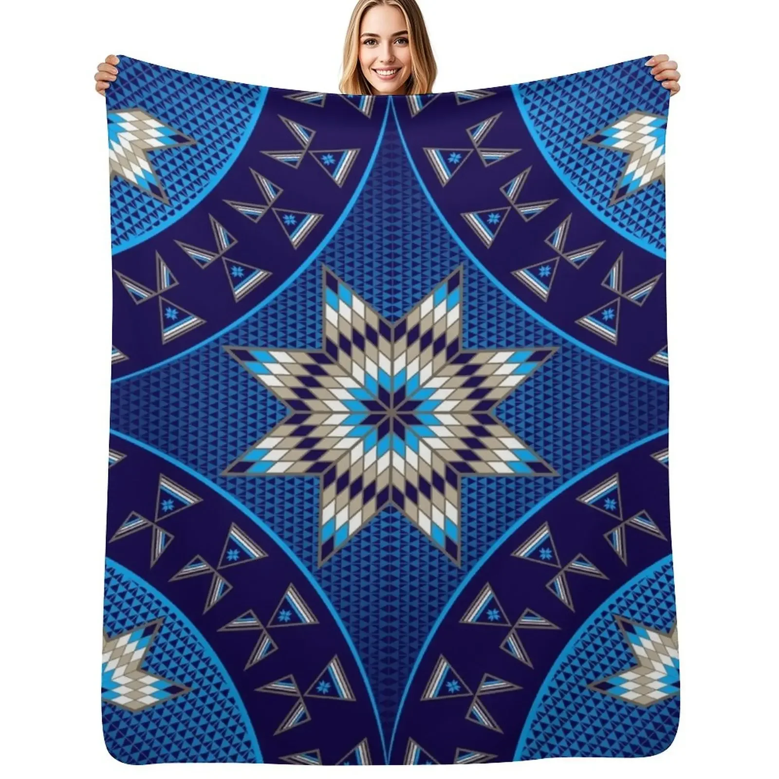 

Morning Star with Tipi's (Blue) Throw Blanket christmas gifts christmas decoration Summer Weighted Blanket