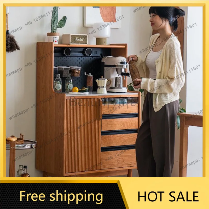 LJY simple modern solid wood dining side cabinet tea cabinet multi-functional locker