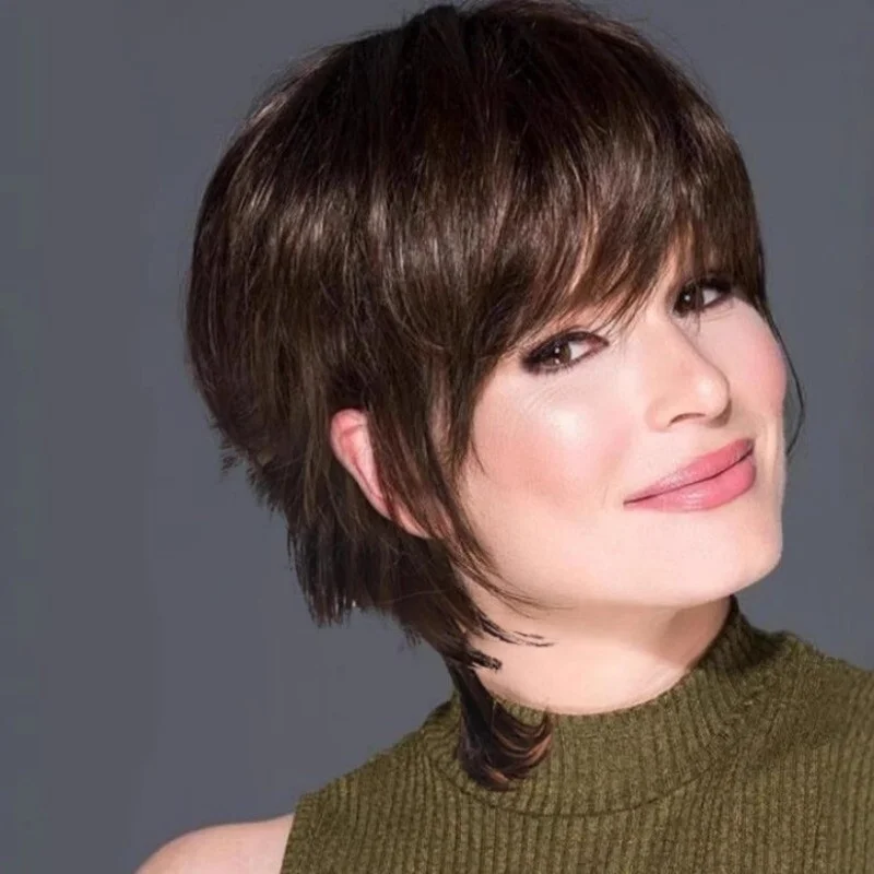 

Ladies Synthetic Short Wigs Dark Brown Women‘s Wavy Wig