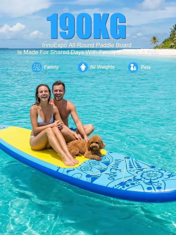 InnoExpo Aufblasbares Stand-Up-Paddleboard mit Zubehör, aufblasbares Paddelboard, Surf-SUP-Board, rutschfestes Wassersport-Paddleboard