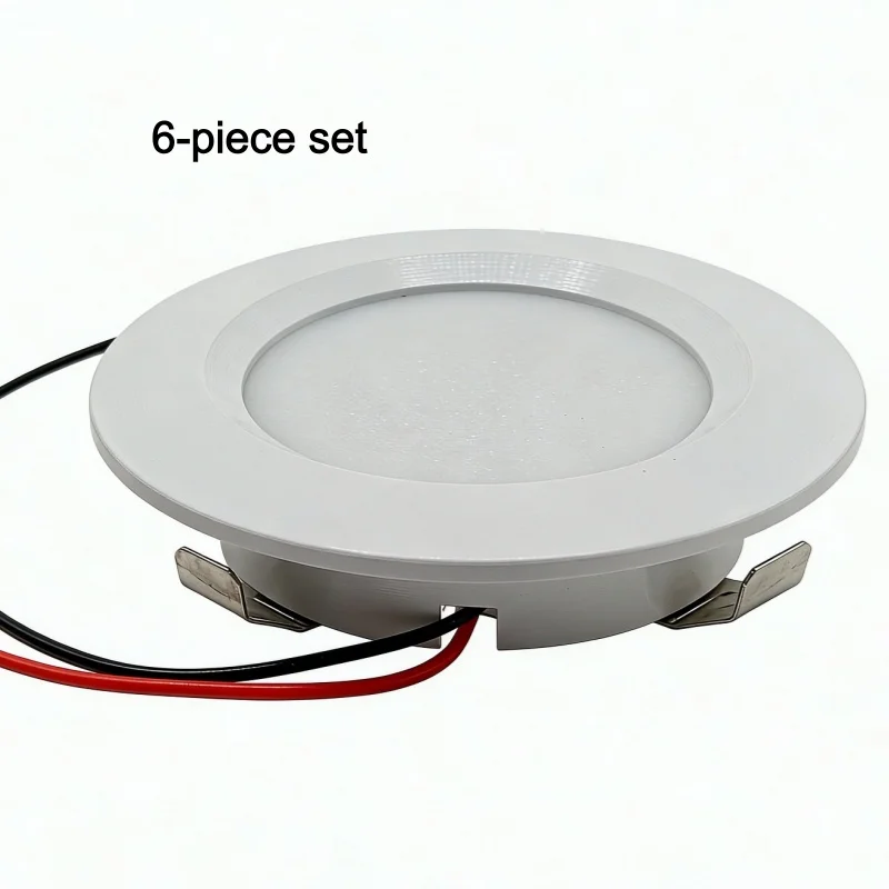 6個入り-12v-led-キャビネットライト-キット。寝室、ダイニングルーム、rvキャンパー、キャビネット下などに設置できる、天井に埋め込むタイプの小型ledライト。