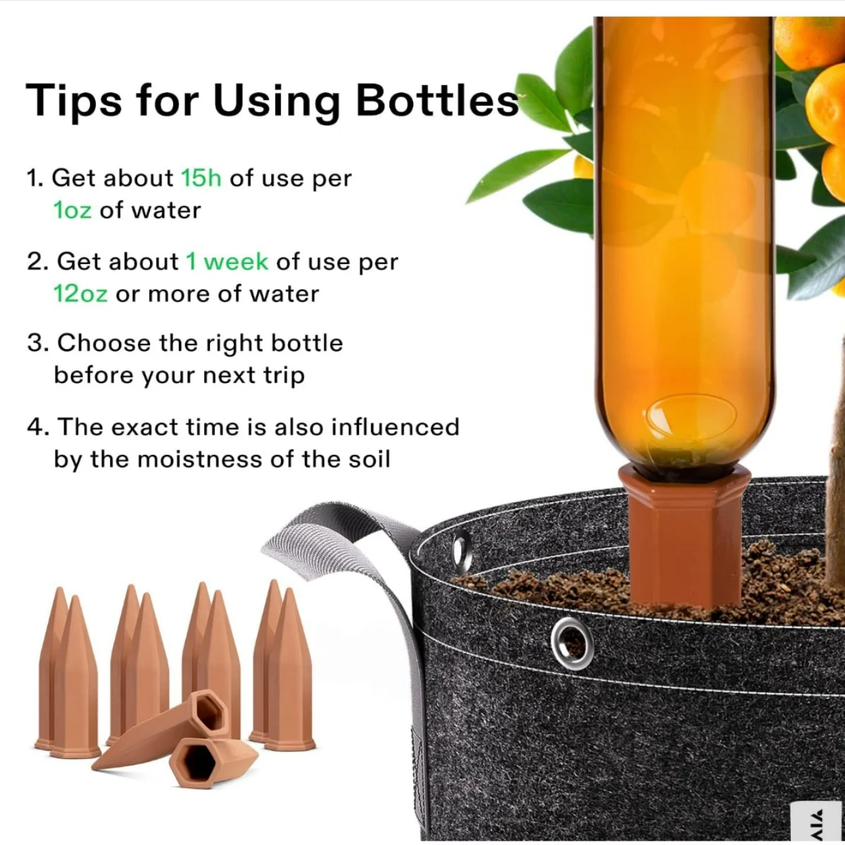 10 Stück Selbstbewässernde Spikes, Sechseckige Terrakotta-Bewässerungsstifte, Automatische Bewässerungsvorrichtung, Pflanzeneinsatz für Innen- und Außenpflanzen – Detail 1