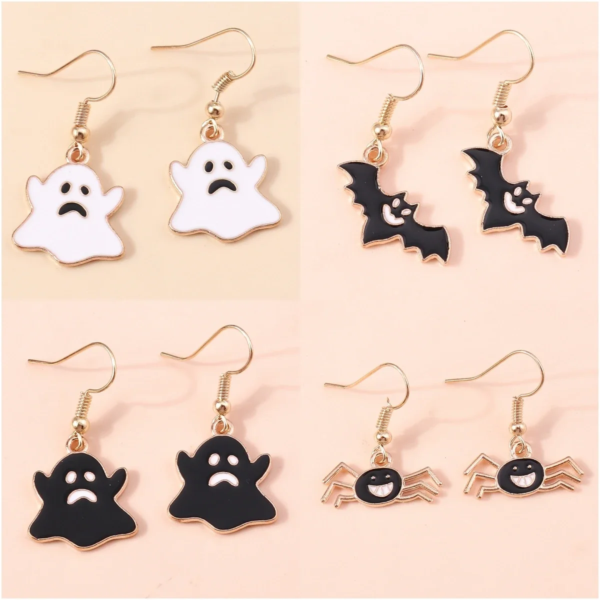 Хэллоуин-маленькие-призраки-сплав-эмаль-пауки-летучие-мыши-кулон-серьги-для-женщин-милые-ужасающие-вьющиеся-забавные-рождественские-украшения-подарок