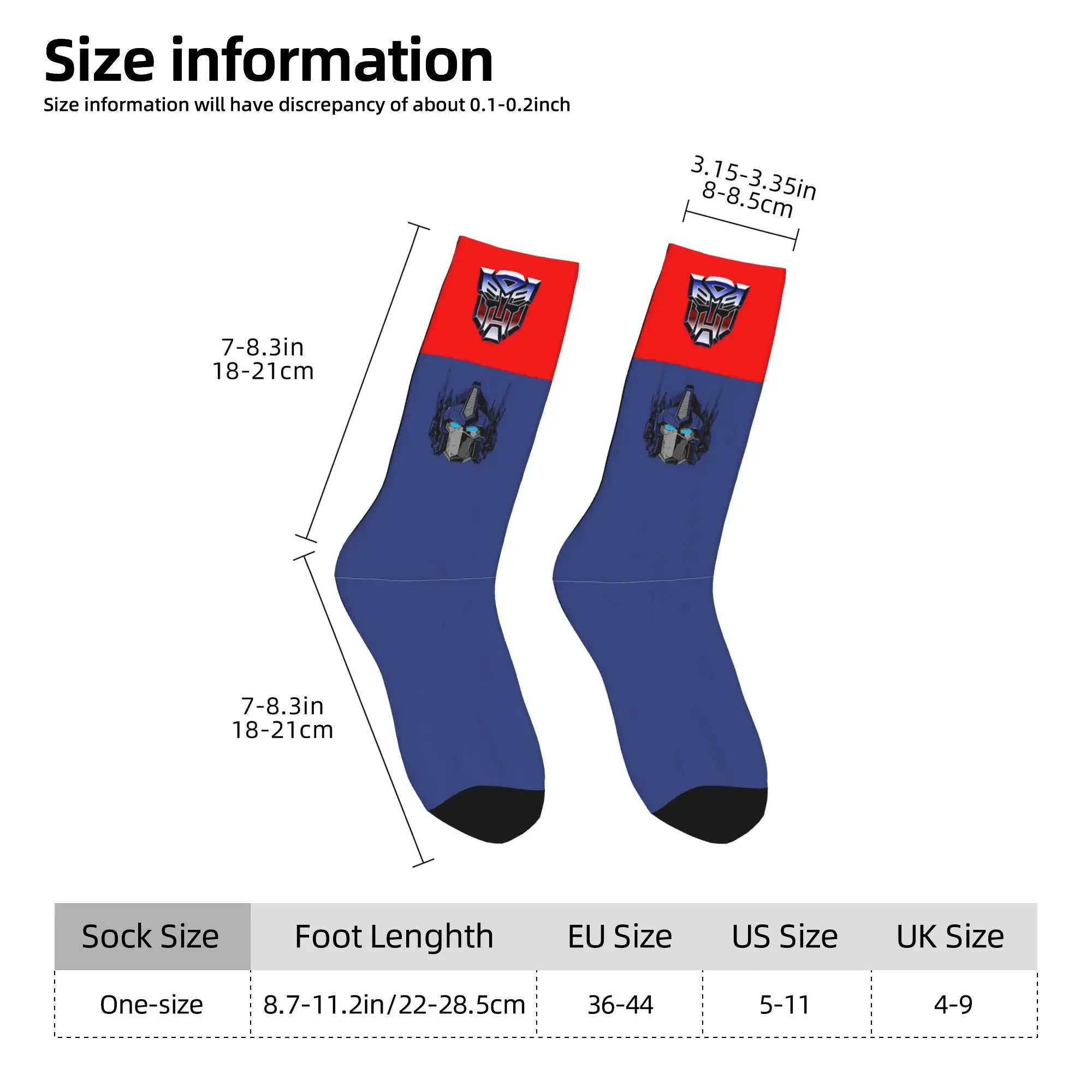 Calzini Autobots Prime Bag Harajuku Calze assorbenti il sudore Calzini lunghi per tutte le stagioni Accessori per regali di Natale unisex