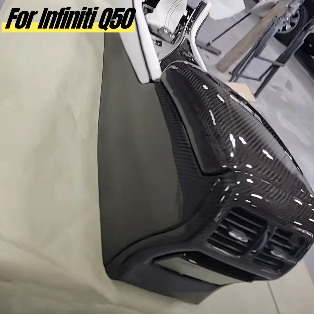 Armrest Box Side Panels Rear air Outlet Conditioner Cover Side Panels Carbon Fiber Interior Trim for Infiniti Q50 2014+