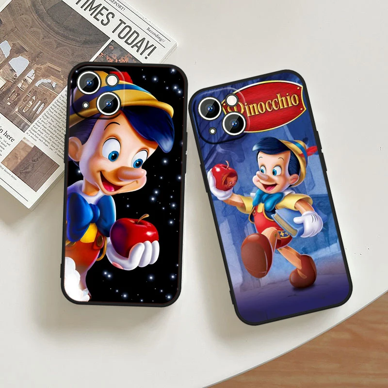 Disney Pinocchio Cute For Apple iPhone 15 14 13 12 11 XS XR X 8 7 6 6S 5 5S Pro Max Plus Black Cover Phone Case