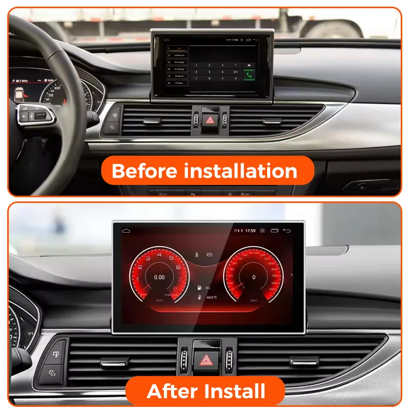 For Audi A6 C7 A7 2012-2018 Wireless CarPlay Android 14 Car Multimedia Player Bluetooth car stereo GPS Navi Radio Touch Screen