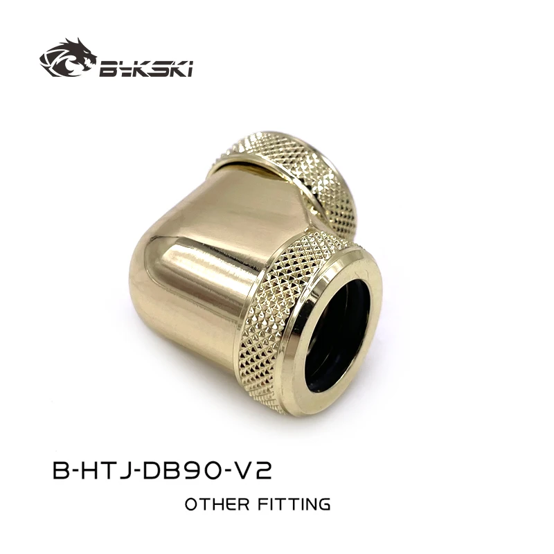 Bykski 90 Degree Rigid Pipe Dual Outer Interface Brass Computer Fitting Adapter for OD14mm Hard Tube To Hand Compression