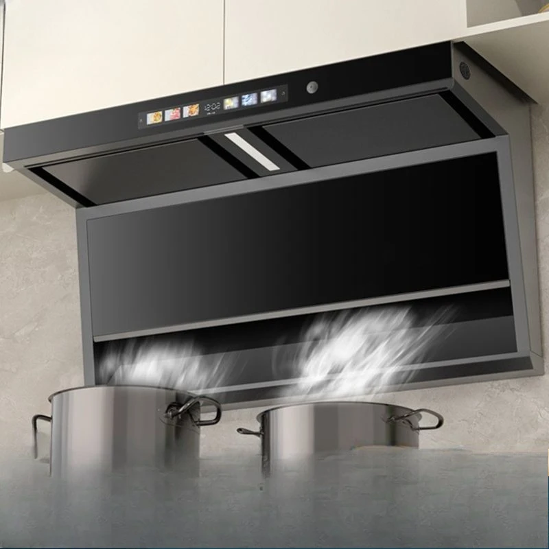 Top side three-suction kitchen, household large suction range hood, silent automatic cleaning