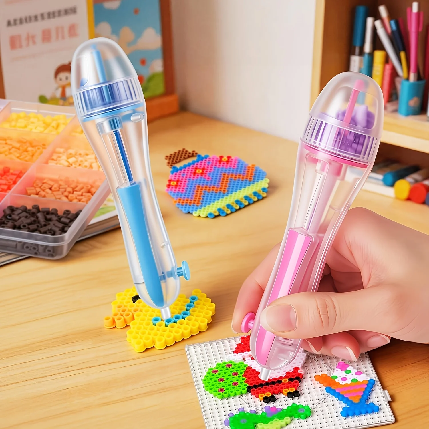 1Pc Bead Pen with 2.6mm Continuous Dispenser & Transparent Hopper, DIY Craft Tool for Beadwork, Resin & Scrapbooking Decor