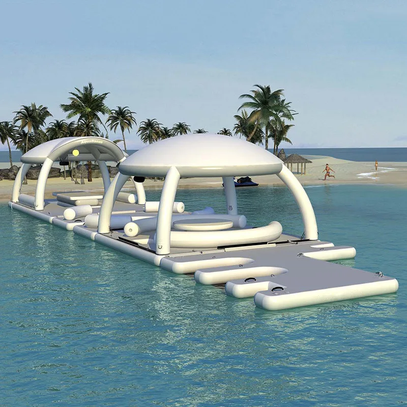 Water inflatable tent, yacht, party, bar, floating platform, leisure with sunshade, sofa, lounge chair, floating island