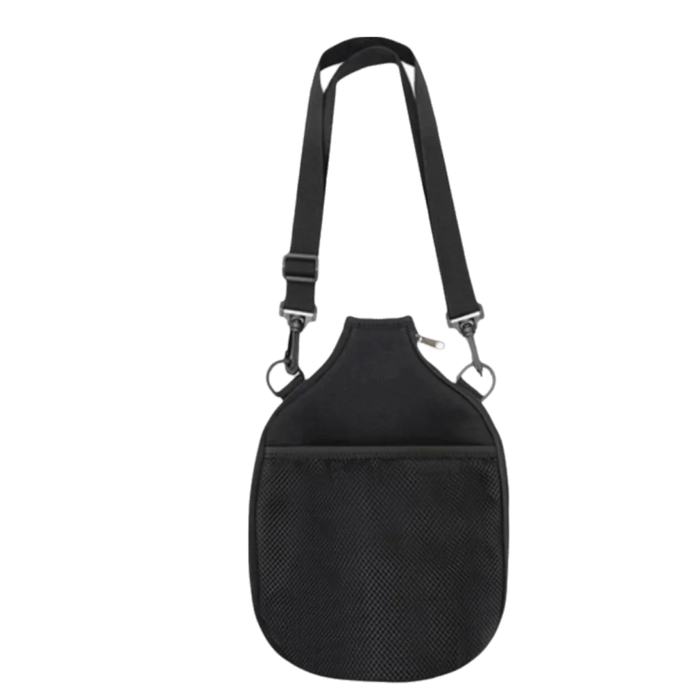 Adjustable Shoulder Strap Paddle Cover Bag Mesh Pocket D-Ring Attachments Pickleball Paddle Bag Zippered Opening