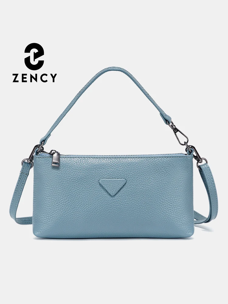 

Zency Genuine Leather Cowhide Handbag Solid Color Shoulder Bag Crossbody Purse for Women Mid-Pocket for Phone 2025 New Satchels