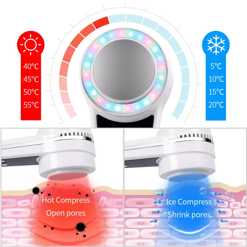 Hot and Cold Light Photon LED Therapy Beauty Device Facial Lifting Skin Whitening Rejuvenation Device