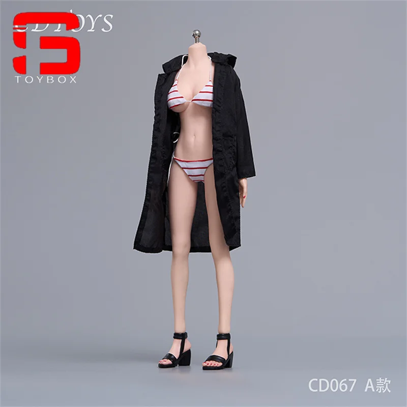 Cdtoys-Conjunto de Sandalias de tacón alto para mujer, Bikini femenino a escala 1/6, ropa de protección solar, Modelo compatible con cuerpo de figura de acción de soldado de 12"