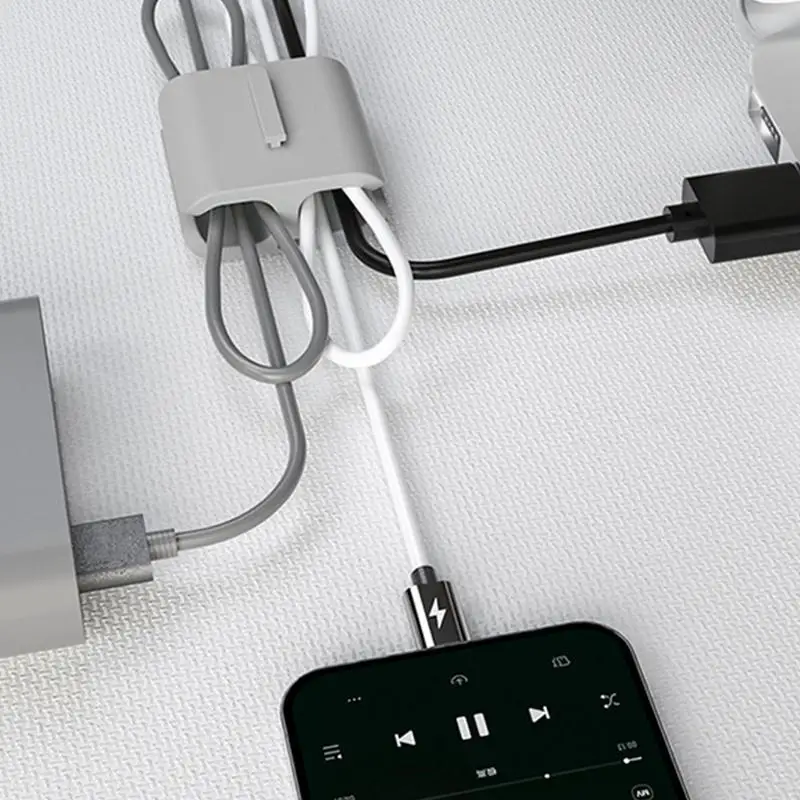 Clips de gestión de cables, organizador pequeño de 2 piezas para auriculares, enrollador de cables para exteriores, organización electrónica eficiente