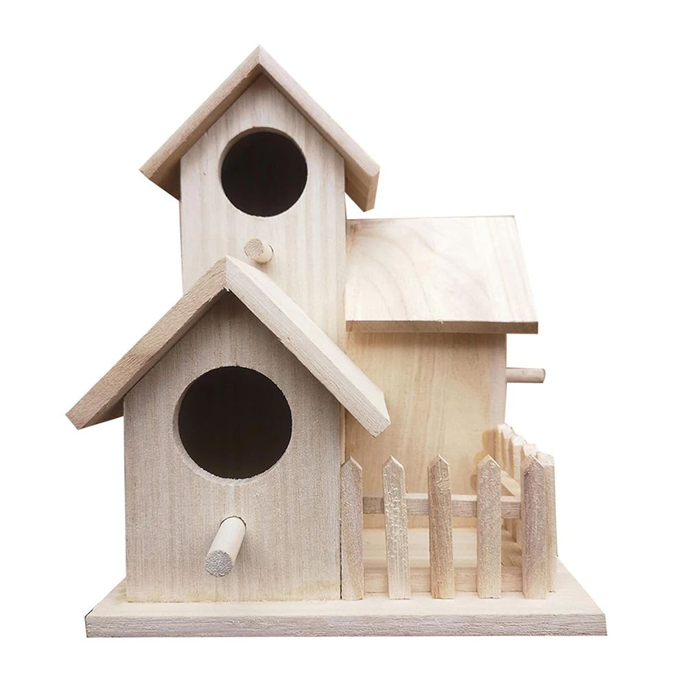 

Practical Birdhouses Nest Outdoor Hanging 1 Piece DIY Making Ornament Design Outdoor Settings Three Bird Houses Wooden