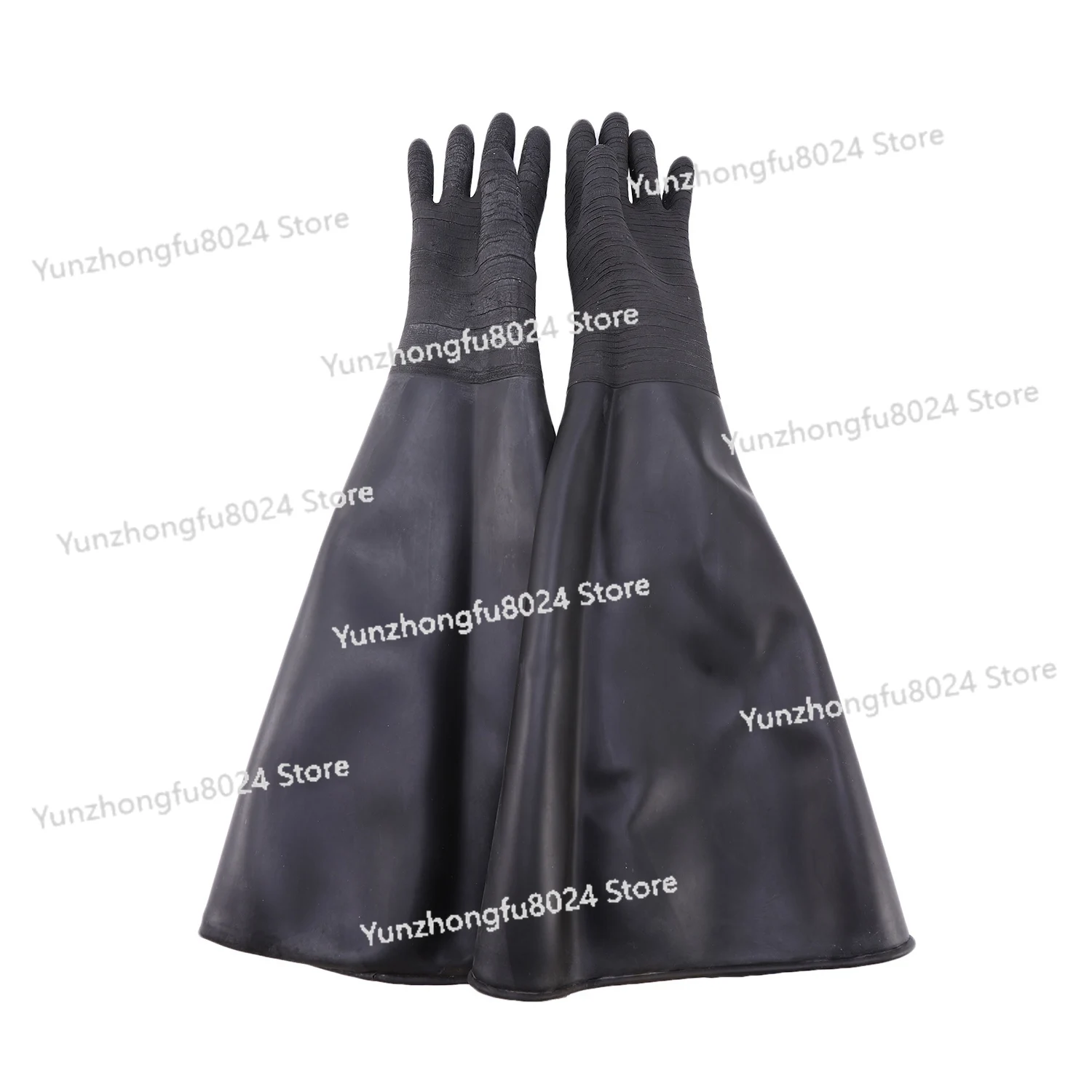 

AT59 Rubber Black Sandblaster Gloves Stripe Abrasive Sand Blasting Gloves for Blasting Cabinet 65x30cm