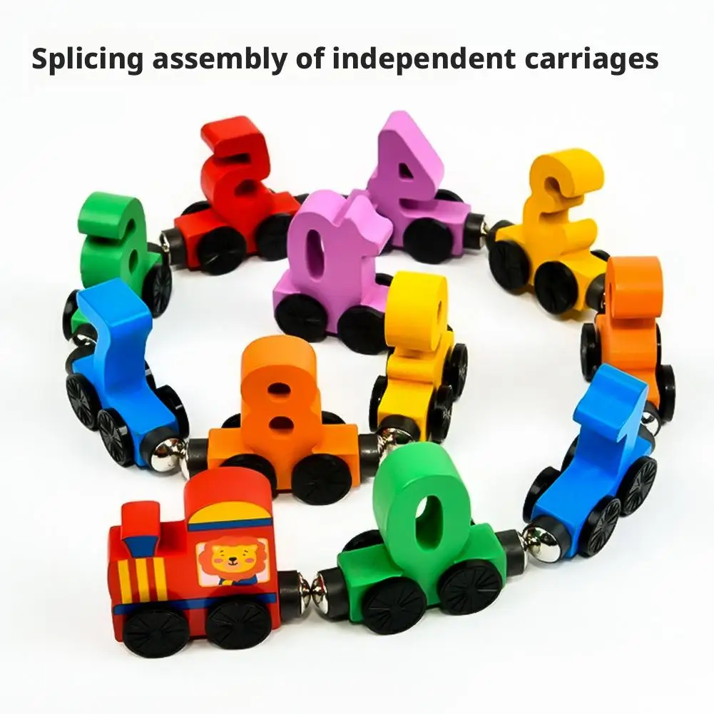 Ensemble de Train magnétique numérique, Puzzle de Train en bois, activités d'apprentissage, jouets éducatifs, cadeaux pour enfants