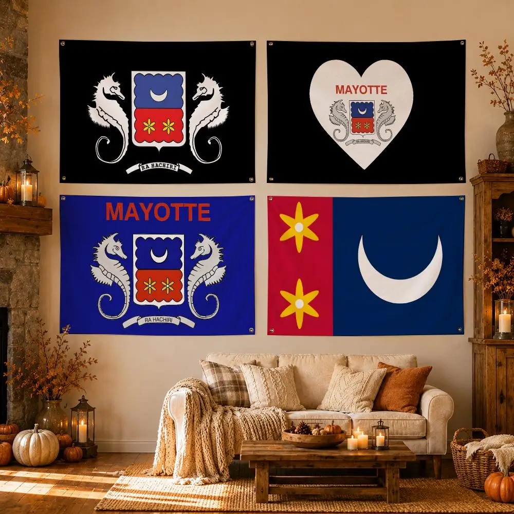Flag Mayotte (French Tricolore) Flags Flags for Room, Bedroom, Home, Outdoor, Wall Hanging, Concert Print, Art Banner
