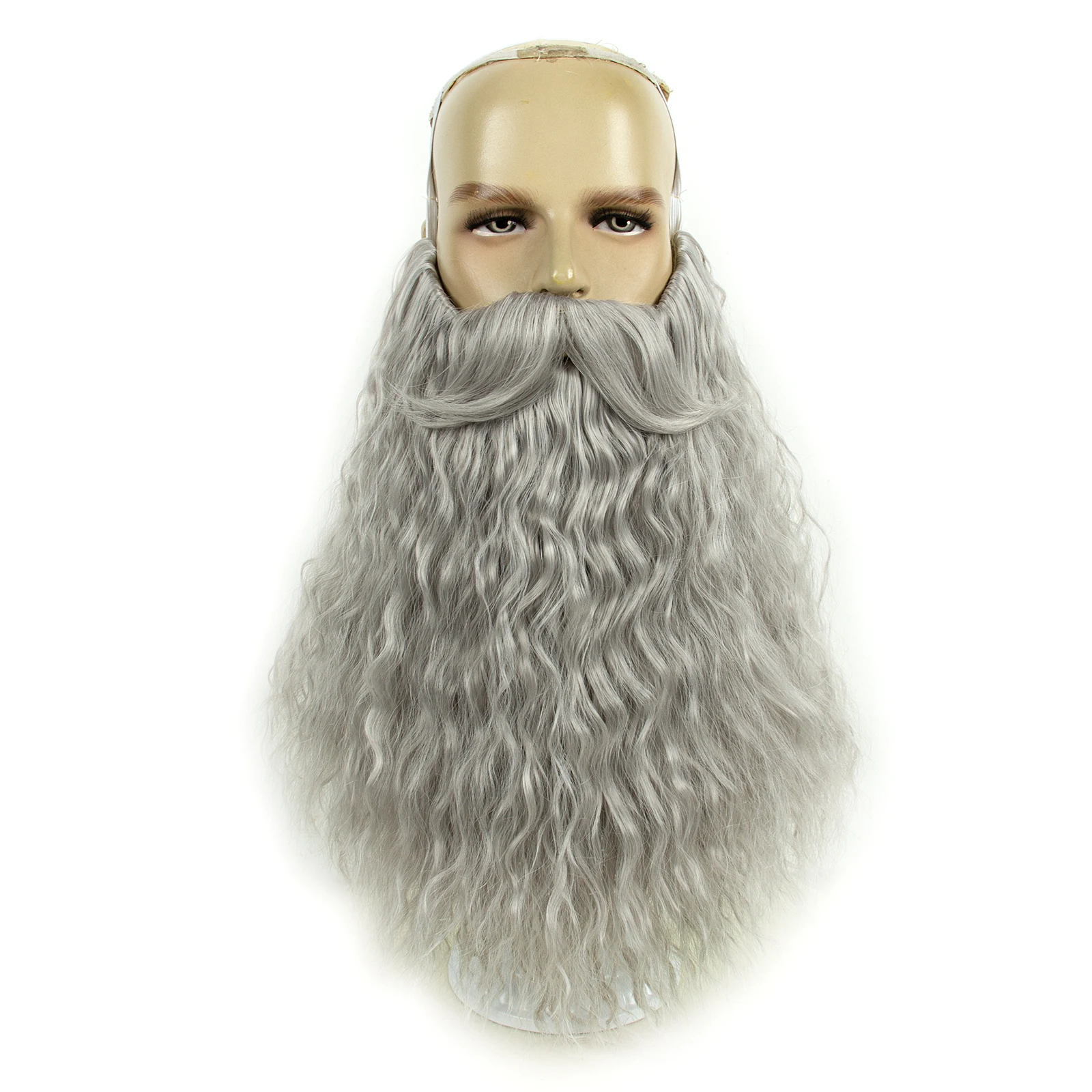 

Искусственная борода, брови и усы REEWES для косплея, костюма дедушки, старика, белого, бежевого, серого цвета, из синтетического волокна, для аниме-костюмов