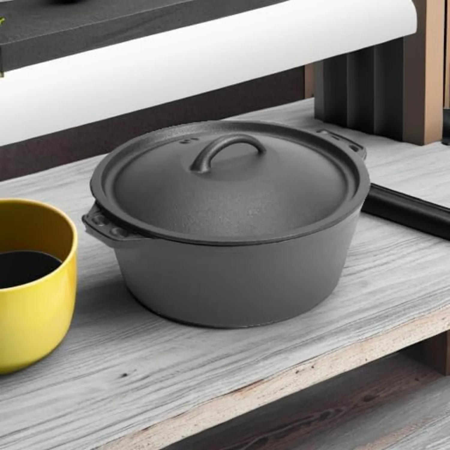 เหล็กหล่อปรุงรสล่วงหน้าหม้อเตาอบดัตช์พร้อมฝาปิดสําหรับการตุ๋น, ย่าง, ทอด, การอบขนมปัง Sourdough, เครื่องครัวตั้งแคมป์,