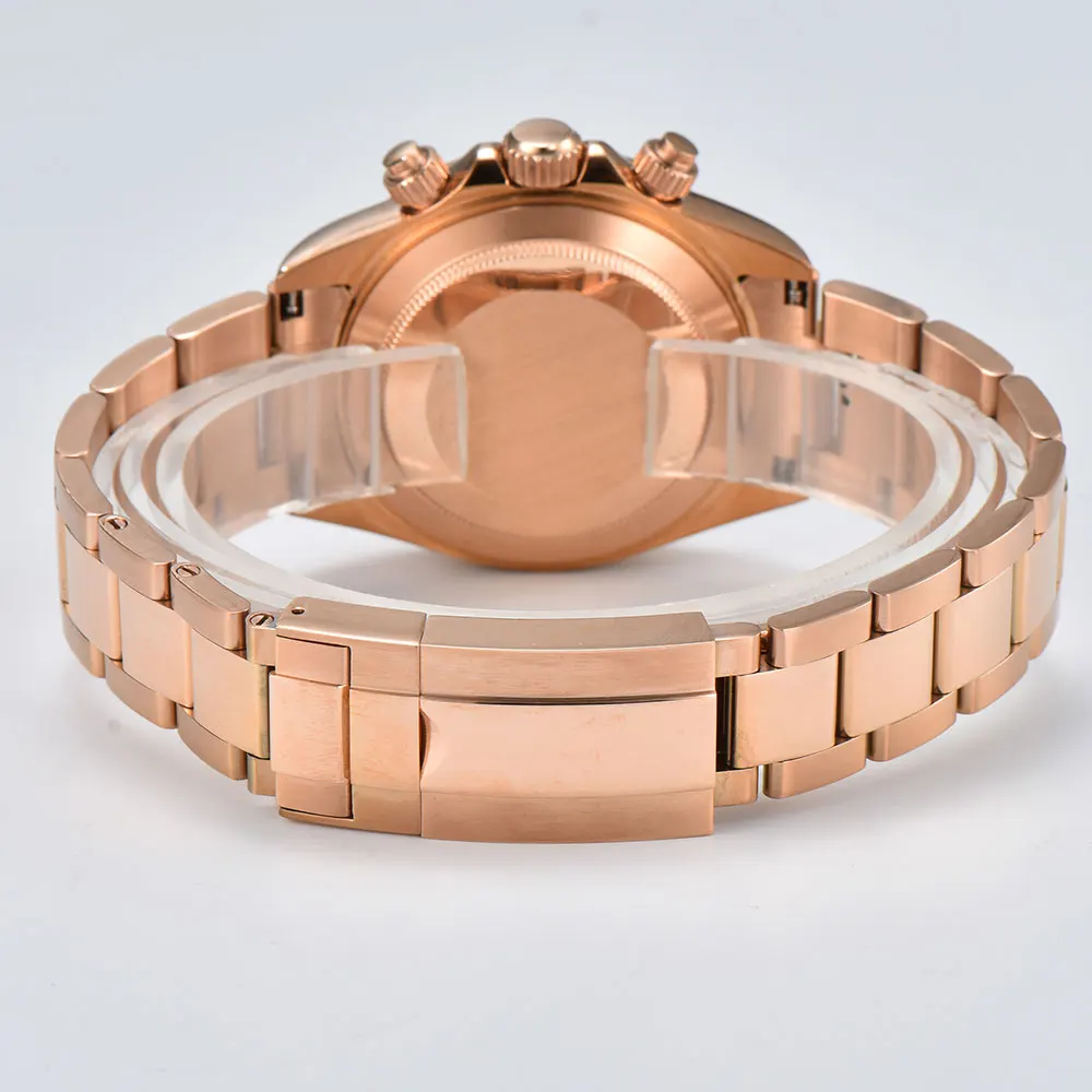 Relojes VK63 de lujo de 39,3mm, cronógrafo para hombre, nuevo reloj para hombre, caja vk63 de oro rosa, cronógrafo VK63 para hombre, resistente al agua 10ATM