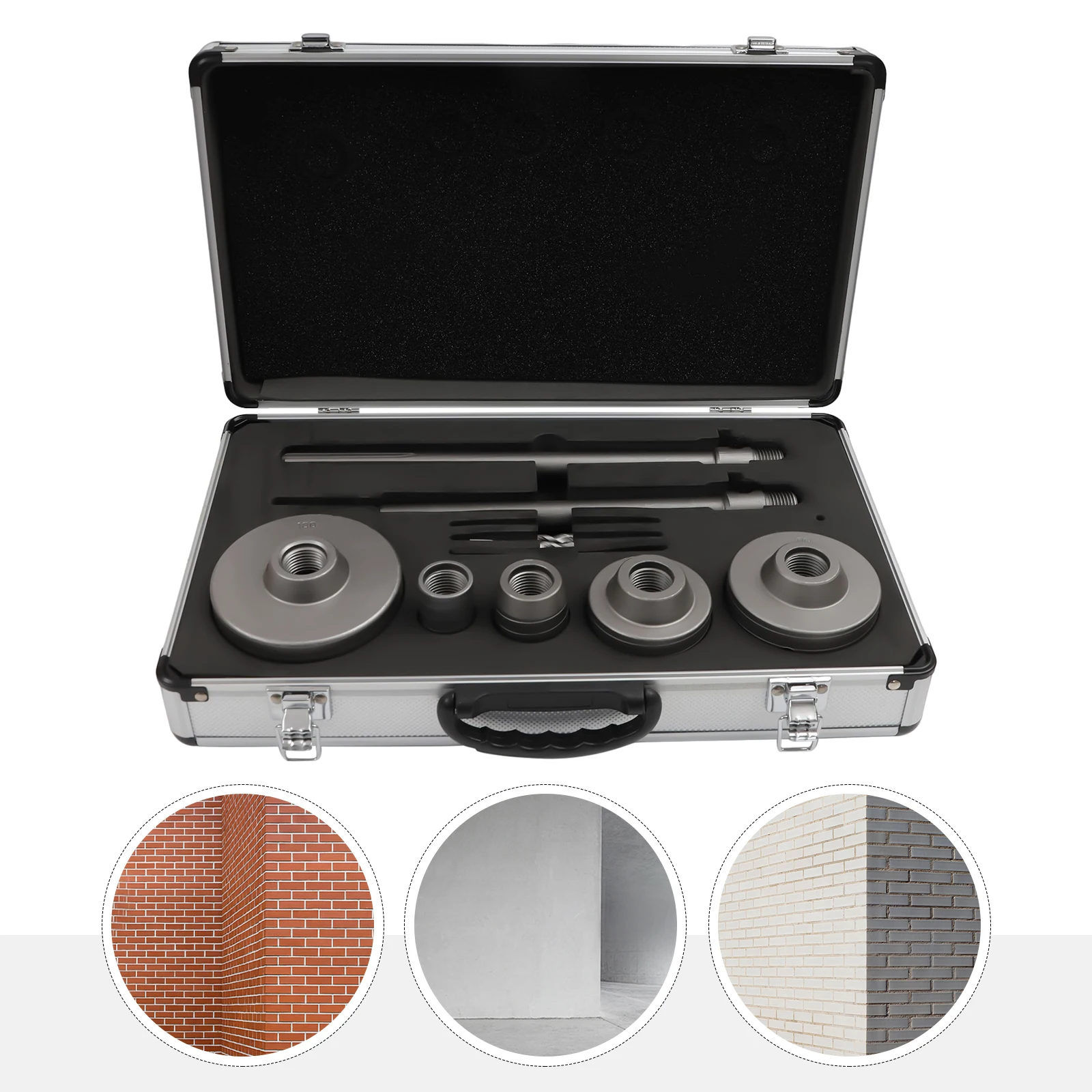 

9 Pcs Concrete Hole Saw Set Drill Bit Set Shank Wall Hole Cutter w/a 4-1/3" Connecting Rod for Concrete, Cement, Stone Wall