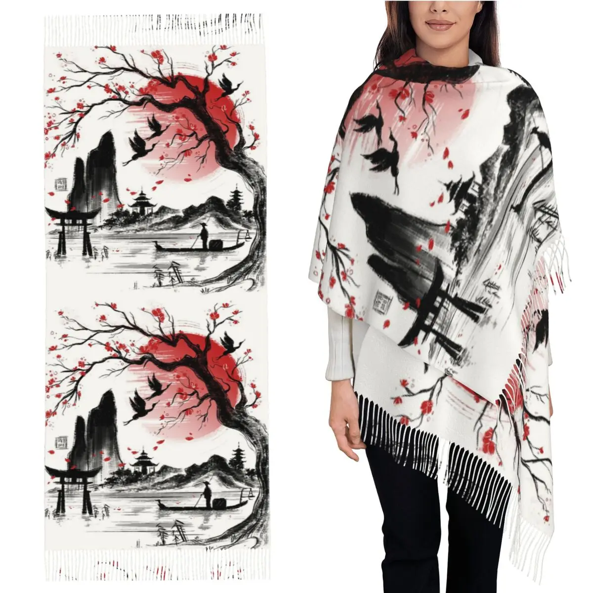 

Японский шарф мечты, шарфы с кисточками, женские мягкие теплые шали и накидки, длинная осенне-зимняя шаль