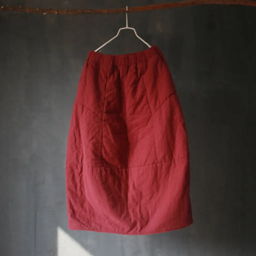 

Retro Artistic Cotton Linen Women's Skirt Loose Fit Long Style with Flower Bud Design for Elegant Autumn Winter Fashion