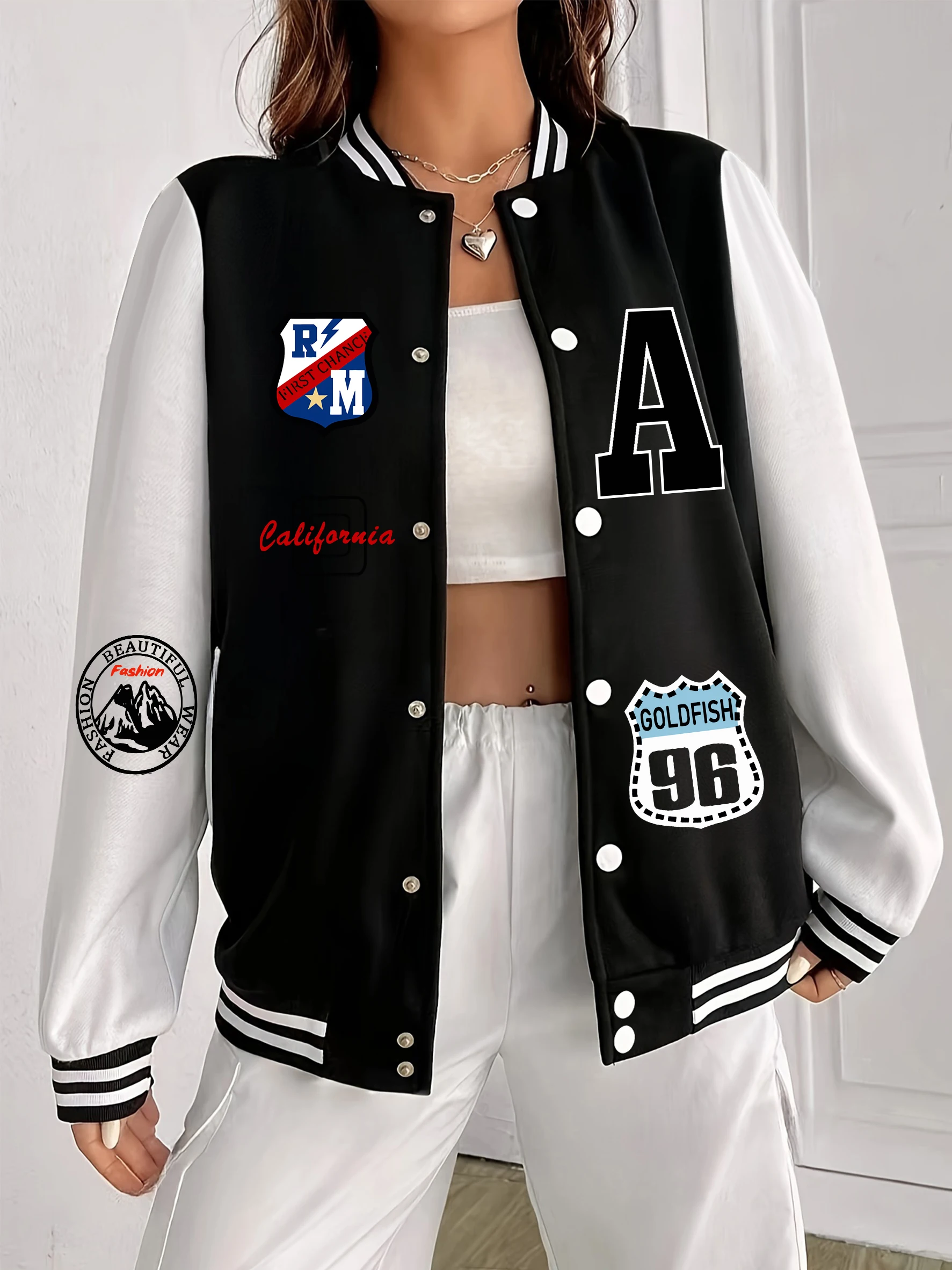 Roma First Change Design Donna Uniforme da baseball Abbigliamento casual tascabile Giacca oversize All-Match Autunno Donna Abbigliamento sportivo