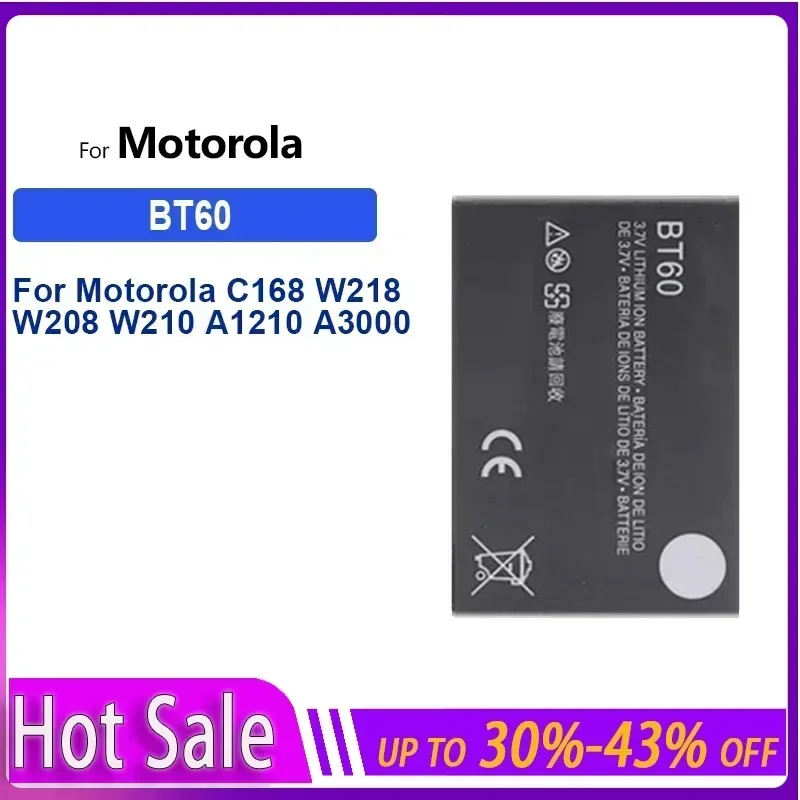 

Аккумулятор для Motorola C168 W218 W208 W210 A1210 A3000 BT60 ME511 ME502 Q8 V360 V361i V980 C975 E1000 A732/гарантия + трек-код