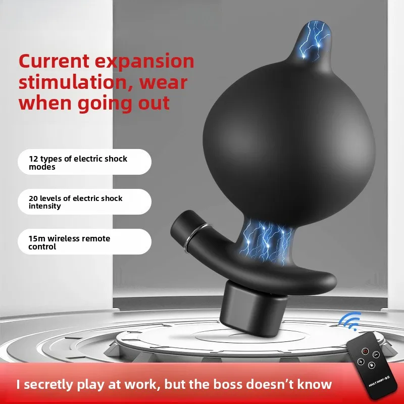 Remote Control Electric Shock Anal Plug Dual Stimulation G-Spot Prostate, Inflatable Pleasure Toy with Vibration Orgasm Boost