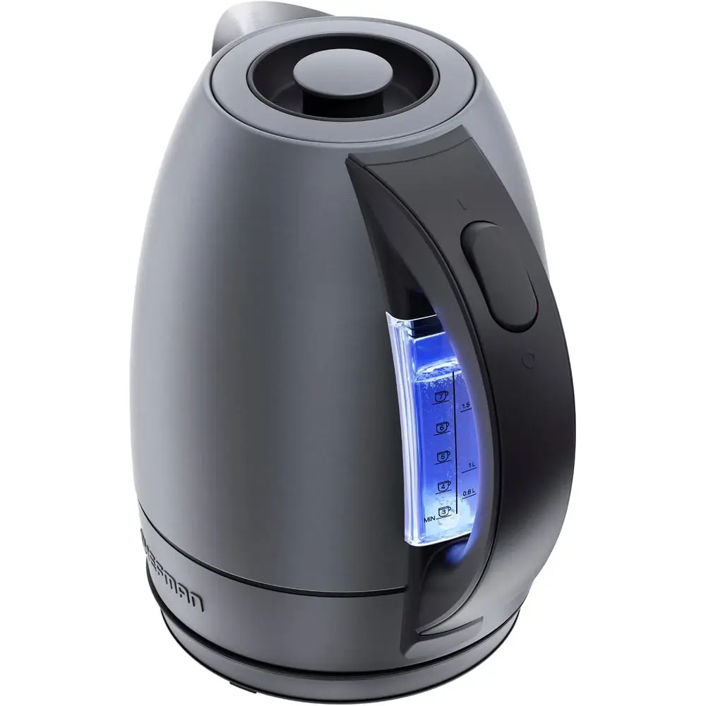 

1.8 Liter Stainless Steel Electric Tea Kettle with Automatic Shutoff, LED Lights, Boil-Dry Protection for Boiling Water, Grey