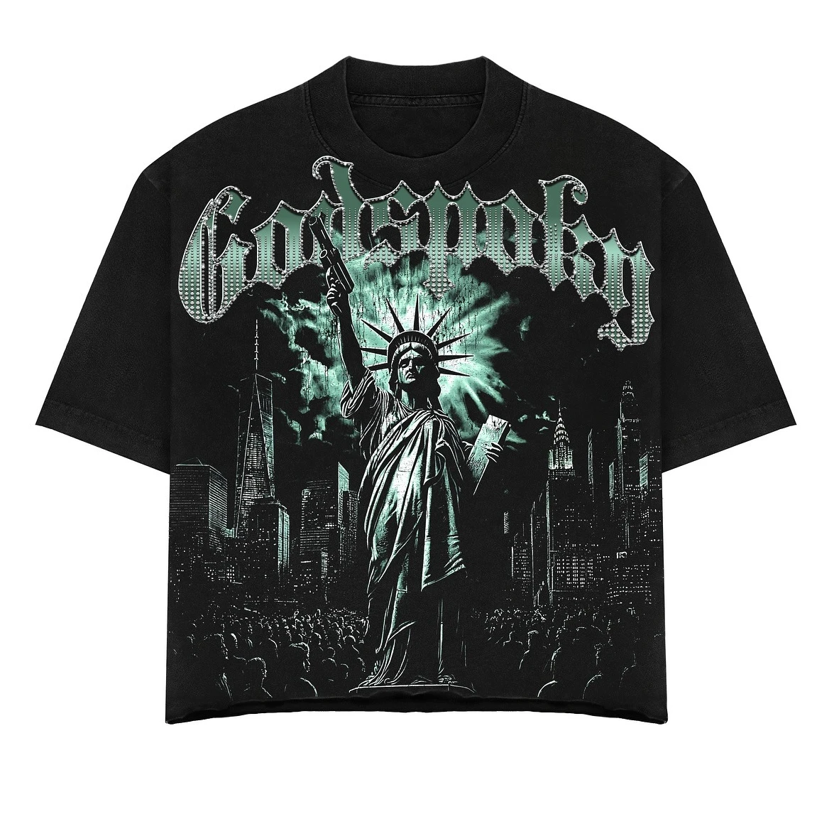 Freiheitsstatue Vintage Grafik T-Shirts übergroße Y2K Tops Harajuku Gothic Streetwear schwarze Kurzarm T-Shirt Männer Kleidung