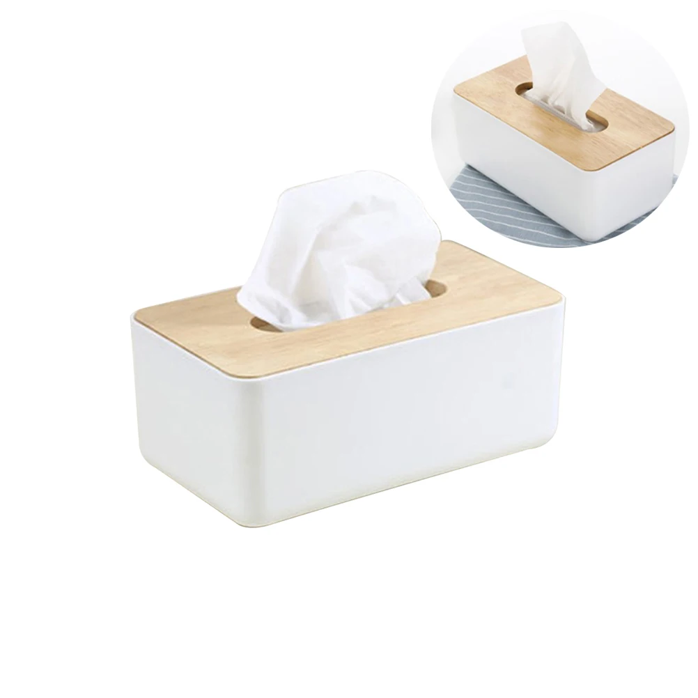

Oak Tissue Box Paper Towel Holder Rectangular Wooden Office Home Bathroom Hotel Tissue Container Cover Storage