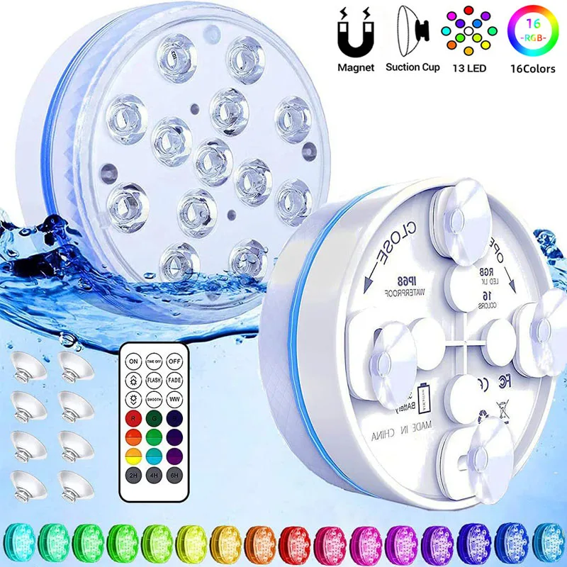 Luz subacuática para piscina, 13led, luz sumergible actualizada IP68, foco exterior para acuario, pecera, estanque