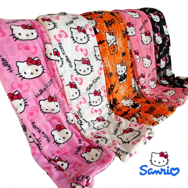 Neue Sanrio Hallo Kitty Pyjamas Halloween Flanell Mode Hosen Frauen Kawaii Wolle Anime Cartoon lässig weich nach Hause Herbst Hosen