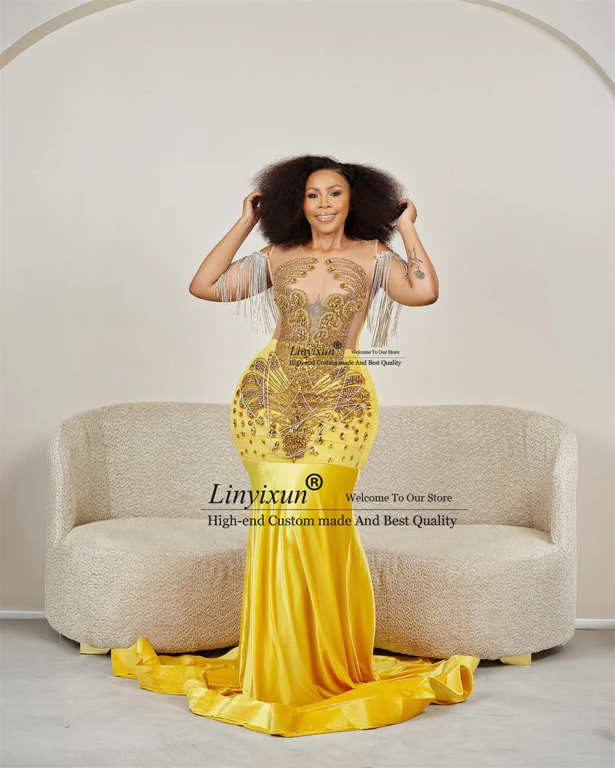 

Индивидуальные роскошные вечерние платья с камнями и стразами, в стиле Aso Ebi, для темнокожих девушек, фасон «русалка», сексуальные платья для вечеринок, с бахромой, робы де сюр