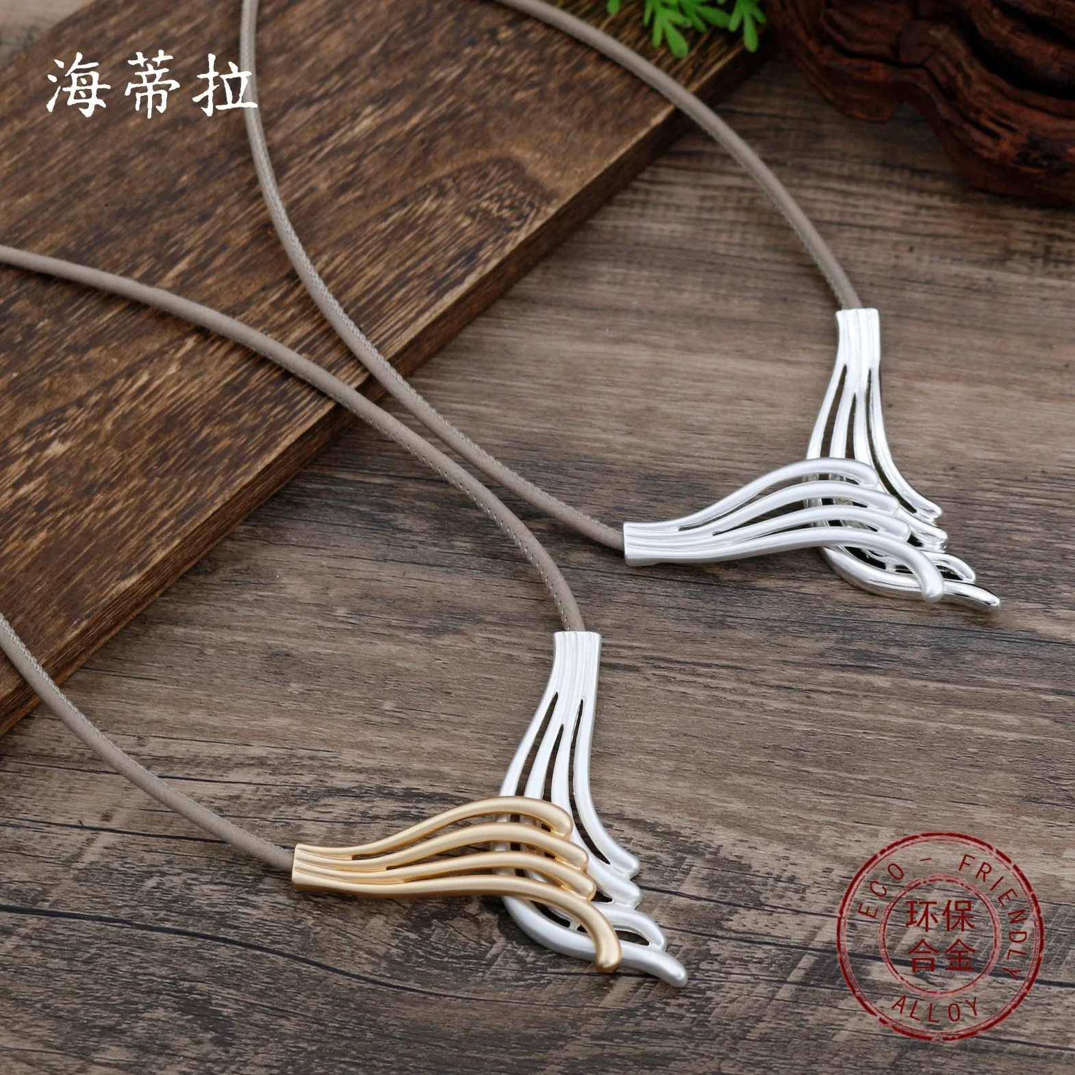 Jewelry DIY accessories new matte hollow geometric lines leather rope necklace women's high-end bohemian neck chain wholesale