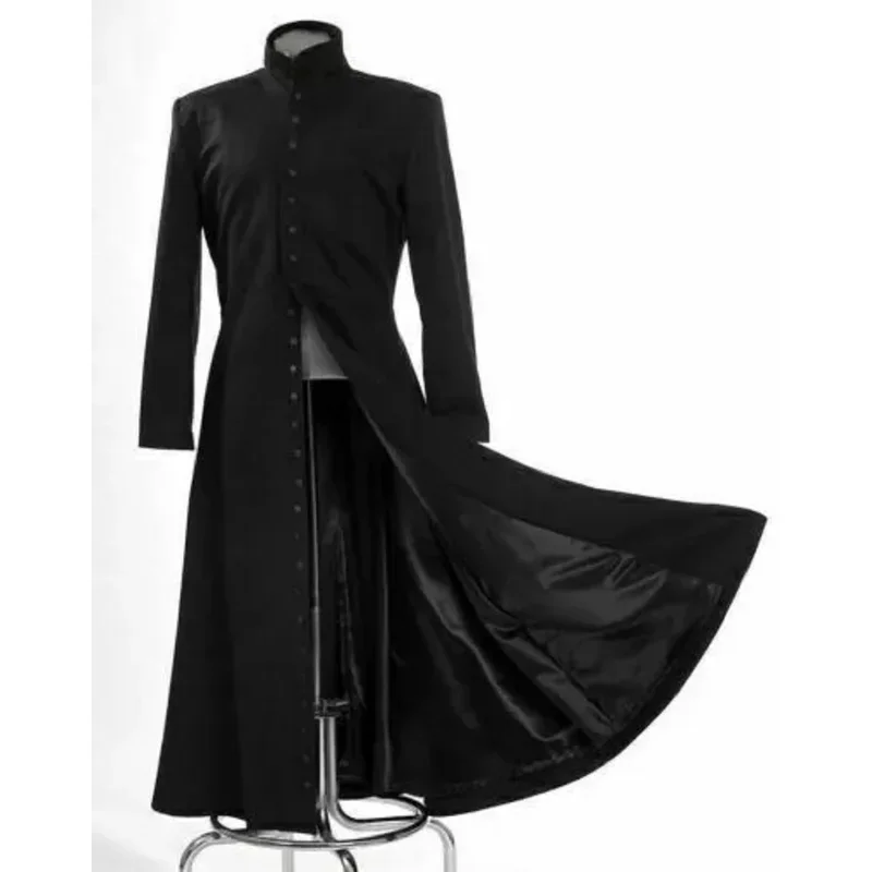 DY20Matrix Neo nuevo abrigo de algodón para hombre Keanu Reeves gabardina negra chaqueta gótica 25