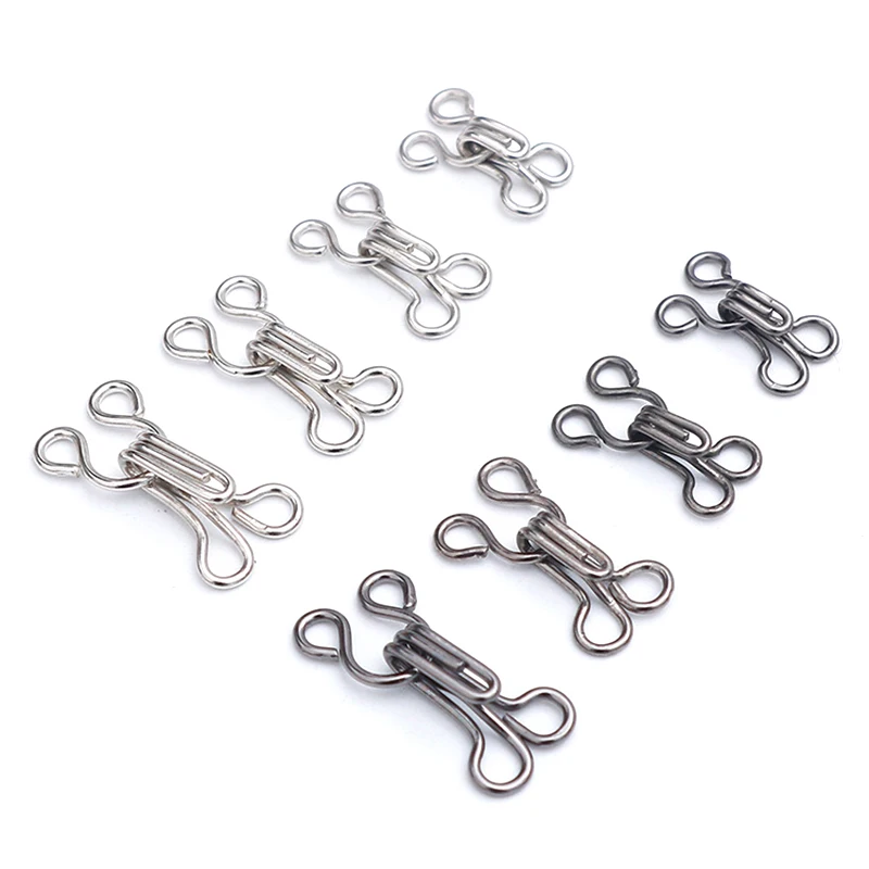 100pcs Sewing Hook And Eye Latch Set 11.5-17mm Large Hooks And Eyes Closure For Bra Clothing Trousers Skirt Sewing DIY Craft