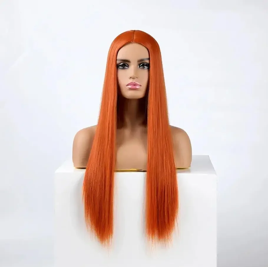 Adult Women Long Straight Synthetic Wigs Female Halloween Carnival Hair Game Invincible Atom Eve Cosplay Fantasia Wig