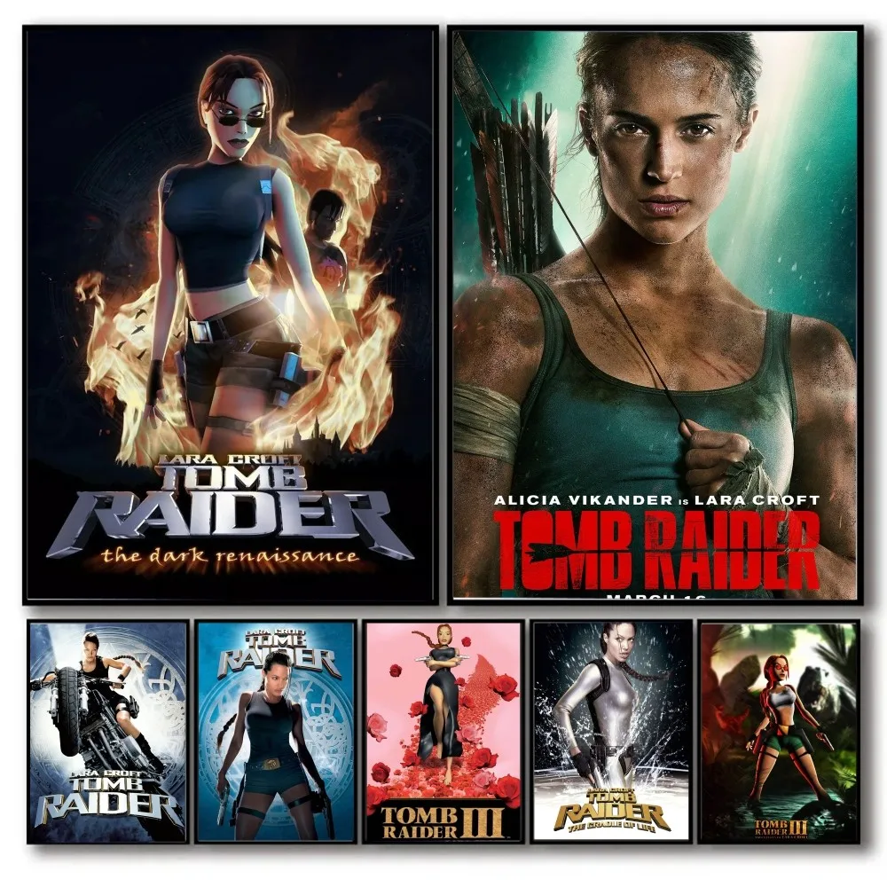 Classic Movie Lara Croft Tomb Raider Family Poster Kraft Club Bar Paper Vintage Poster Wall Art Painting Bedroom Study Stickers