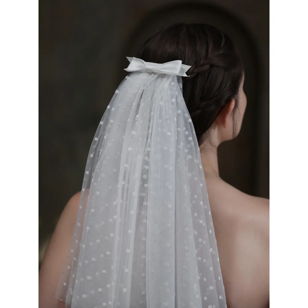 

Simple Beaded Short Wedding Veil Marriage Shoulder Bridal Veils Accessories 2025 New Collection