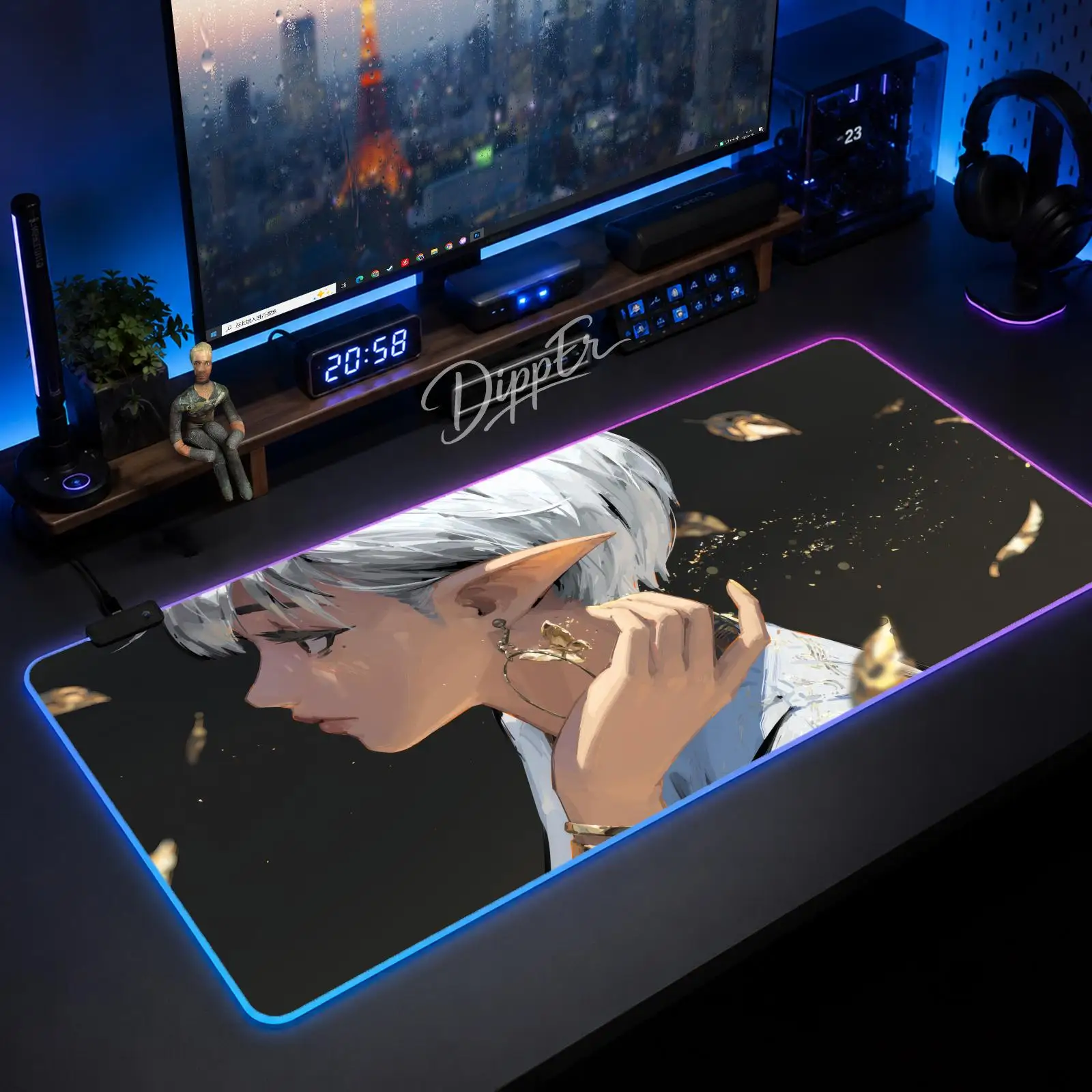 

Game Water Magician Illustration Mouse Pad Gaming Anime Mouse Pad XXL RGB Desk Mats LED Table Pads Backlit Rubber Desktop