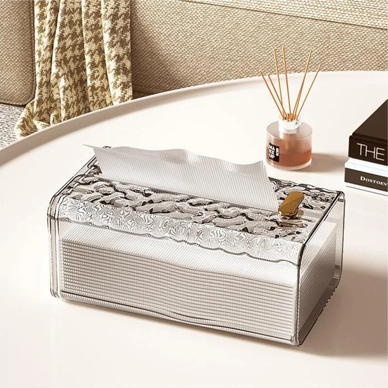 Luxury Tissue Box Wall-Mounted Acrylic Transparent Tissue Box Table Napkin Holder Bathroom Paper Box Tissue Paper Dispenser